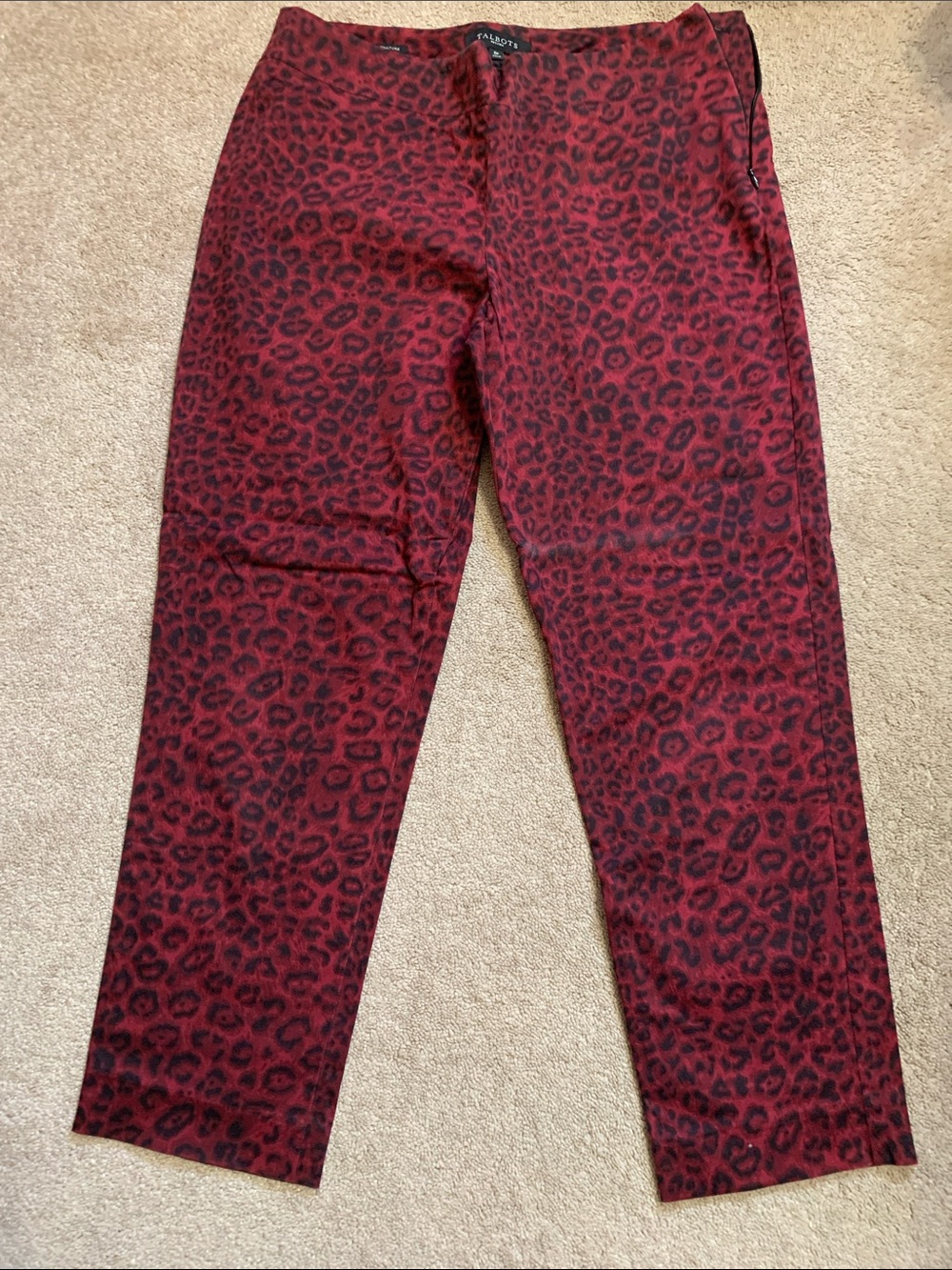 Talbots Signature Red and Black Leopard Ankle Pants